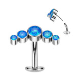 Titanium Threadless Floating Convex Base 5 Opal Curve Top Belly Button Ring