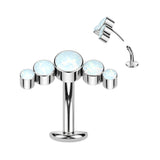 Titanium Threadless Floating Convex Base 5 Opal Curve Top Belly Button Ring