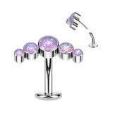 Titanium Threadless Floating Convex Base 5 Opal Curve Top Belly Button Ring