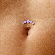 Titanium Threadless Floating Convex Base 5 Opal Curve Top Belly Button Ring