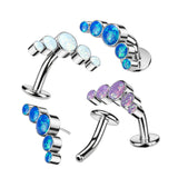 Titanium Threadless Floating Convex Base 5 Opal Curve Top Belly Button Ring