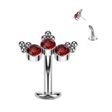 Titanium Threadless Floating Convex Basel 3 Red CZ Curve Top Belly Button Ring