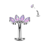 Titanium Threadless Floating Convex Base 4 Marquise Opal Fan Belly Button Ring