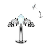 Titanium Threadless Floating Convex Base CZ & Opal Top Belly Button Ring