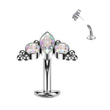 Titanium Threadless Floating Convex Base CZ & Opal Top Belly Button Ring