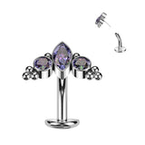 Titanium Threadless Floating Convex Base CZ & Opal Top Belly Button Ring