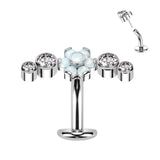 Titanium Threadless Floating Convex Base Belly Button Ring CZ & Opal Top