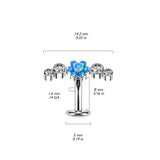 Titanium Threadless Floating Convex Base Belly Button Ring CZ & Opal Top