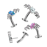 Titanium Threadless Floating Convex Base Belly Button Ring CZ & Opal Top