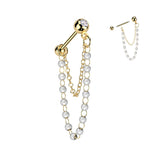 Pearl Chain Dangle Ear Cartilage Barbells Helix Cuff