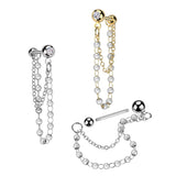 Pearl Chain Dangle Ear Cartilage Barbells Helix Cuff