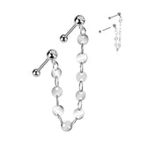 Flat Disc Chain CZ Ear Cartilage Helix Tragus Barbell Earrings