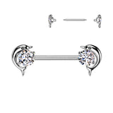 Pair Dolphin CZ Ends Surgical Steel Nipple Barbell