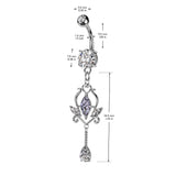 3 Round CZ With Floral Marquise CZ Dangle Belly Button Navel Rings