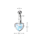 Aqua Aurora Borealis Heart CZ Navel Belly Button Ring