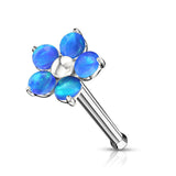 5 Opal Petals Flower Top Surgical Steel Nose Stud Rings