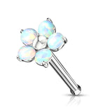 5 Opal Petals Flower Top Surgical Steel Nose Stud Rings