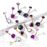 Prong Set AB CZ All Surgical Steel Belly Button Navel Rings