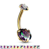 Prong Set AB CZ All Surgical Steel Belly Button Navel Rings