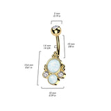 Surgical Steel Belly Ring With Double Opal & Round CZ