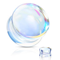 Pair Iridescent Glass Double Flare Ear Plugs