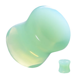 Pair Green Opalite Glass Double Flare Ear Plugs