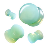 Pair Green Opalite Glass Double Flare Ear Plugs