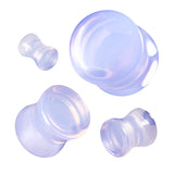 Pair Purple Opalite Glass Double Flare Ear Plugs