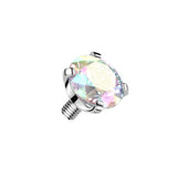 Titanium Internally Threaded Prong Round CZ Dermal Anchor Top 16G