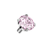 Titanium Internally Threaded Prong Round CZ Dermal Anchor Top 16G