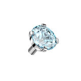 Titanium Internally Threaded Prong Round CZ Dermal Anchor Top 16G