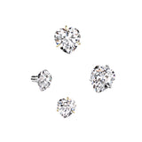 Titanium Internally Threaded Prong Set Heart CZ Dermal Anchor Top