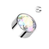 Titanium Bezel Set Opal & CZ Replacement For Lip, Eyebrow 16 Gauge