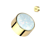 Titanium Bezel Set Opal & CZ Replacement For Lip, Eyebrow 16 Gauge