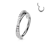 High Precision Criss Cross CZ Hinged Hoop Segment Rings Cartilage