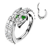 CZ Paved Snake Hinged Segment Hoop Ring Tragus Cartilage