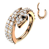 CZ Paved Snake Hinged Segment Hoop Ring Tragus Cartilage