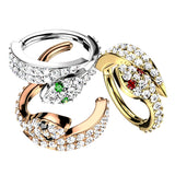 CZ Paved Snake Hinged Segment Hoop Ring Tragus Cartilage