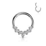 High Quality Precision CZ Leaves Hinge Hoop Segment Ring Nose Septum