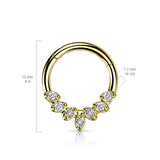 High Quality Precision CZ Leaves Hinge Hoop Segment Ring Nose Septum