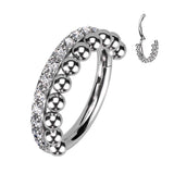 Paved CZ & Beaded Ball Hinged Hoop Segment Rings Ear Cartilage