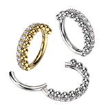 Paved CZ & Beaded Ball Hinged Hoop Segment Rings Ear Cartilage