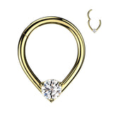 16G Teardrop & CZ Hinged Segment Hoop Ring Tragus Cartilage