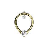 16G Teardrop & CZ Hinged Segment Hoop Ring Tragus Cartilage