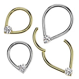 16G Teardrop & CZ Hinged Segment Hoop Ring Tragus Cartilage