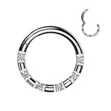 6 Forward Facing CNC Set CZ Hinged Segment Hoop Ring Tragus Cartilage