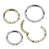 6 Forward Facing CNC Set CZ Hinged Segment Hoop Ring Tragus Cartilage