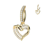 CZ Heart Dangle Hinged Comfortable Belly Button Ring