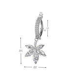 CZ Pave & Pot Leaf CZ Dangle Hinged Belly Button Ring