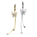 CZ Butterfly & Ball And Gem Dangle Hinged Belly Button Ring